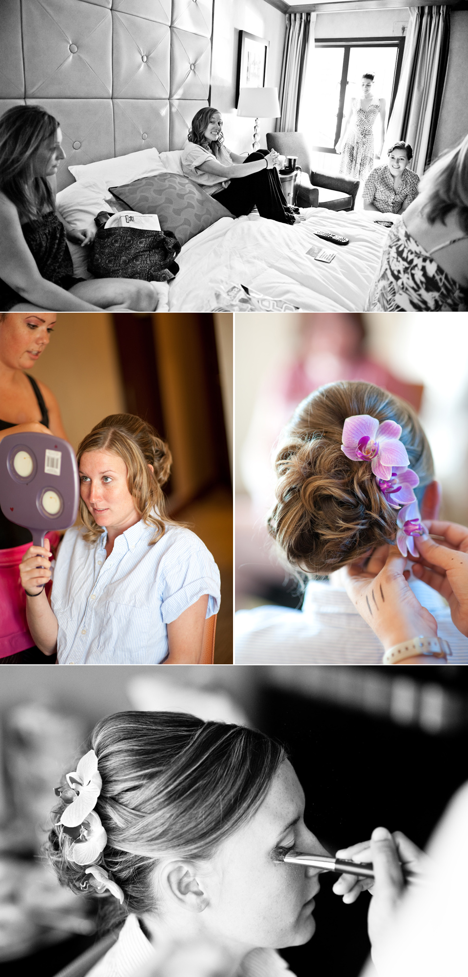 Bride getting hair/makeup - millennium hotel boston