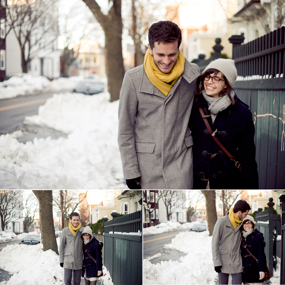 c & n walking down a snowy street