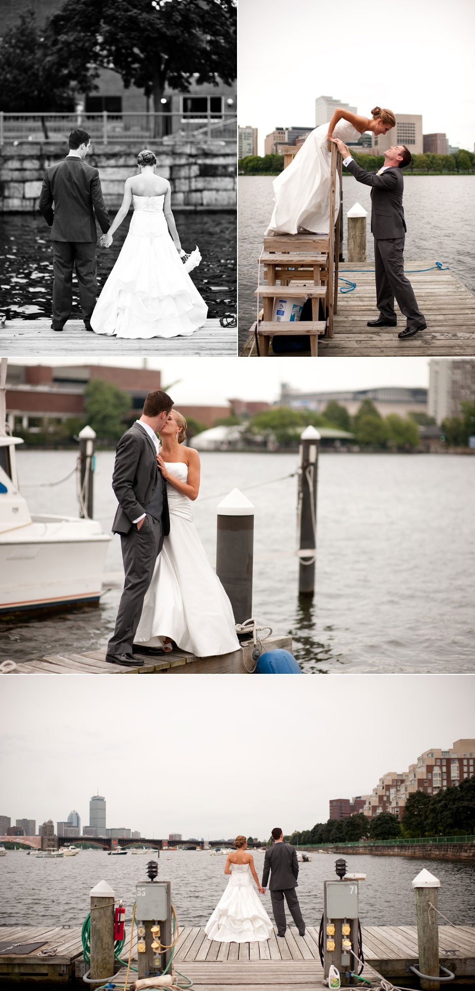 bride and groom portraits on the charles river