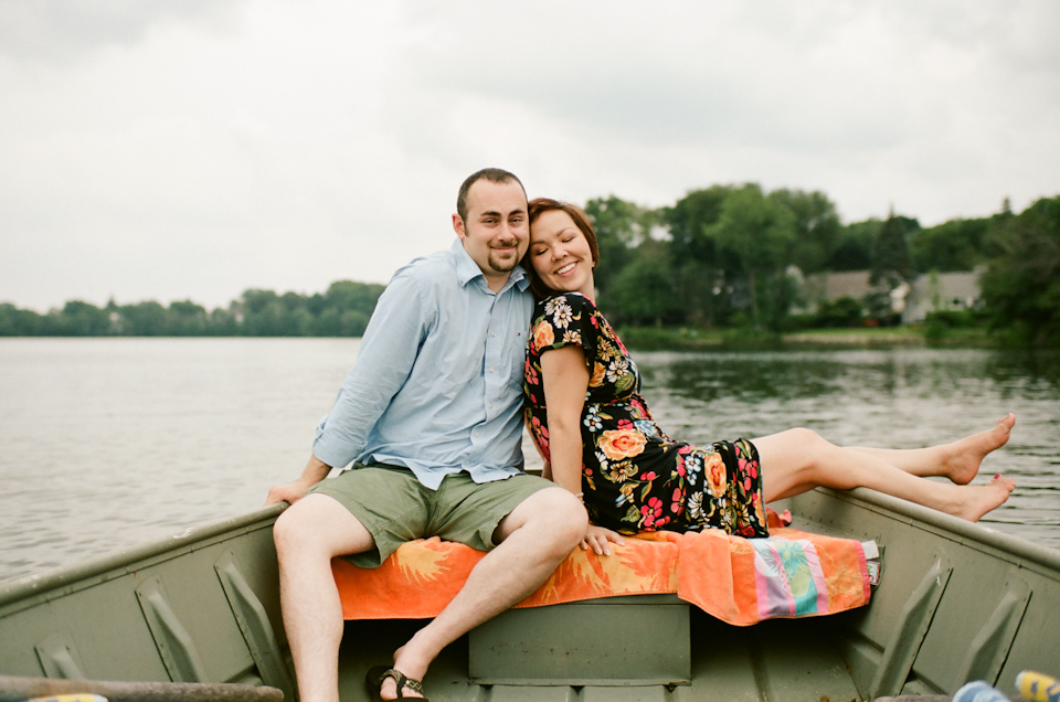 couple photographs in a canoe