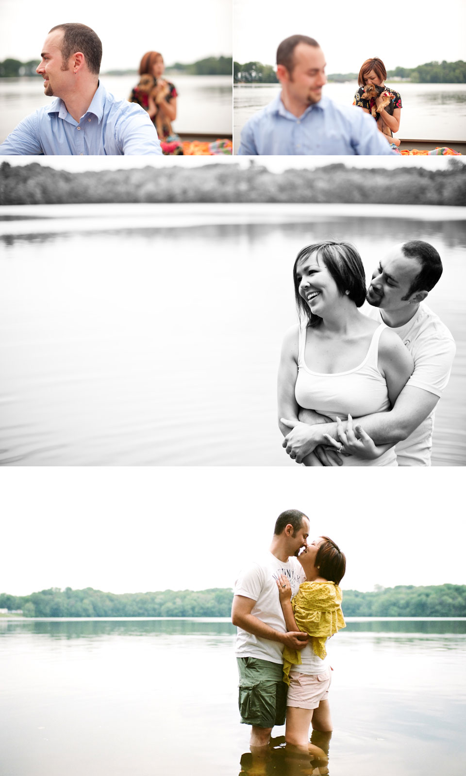 couple photographs at a lake