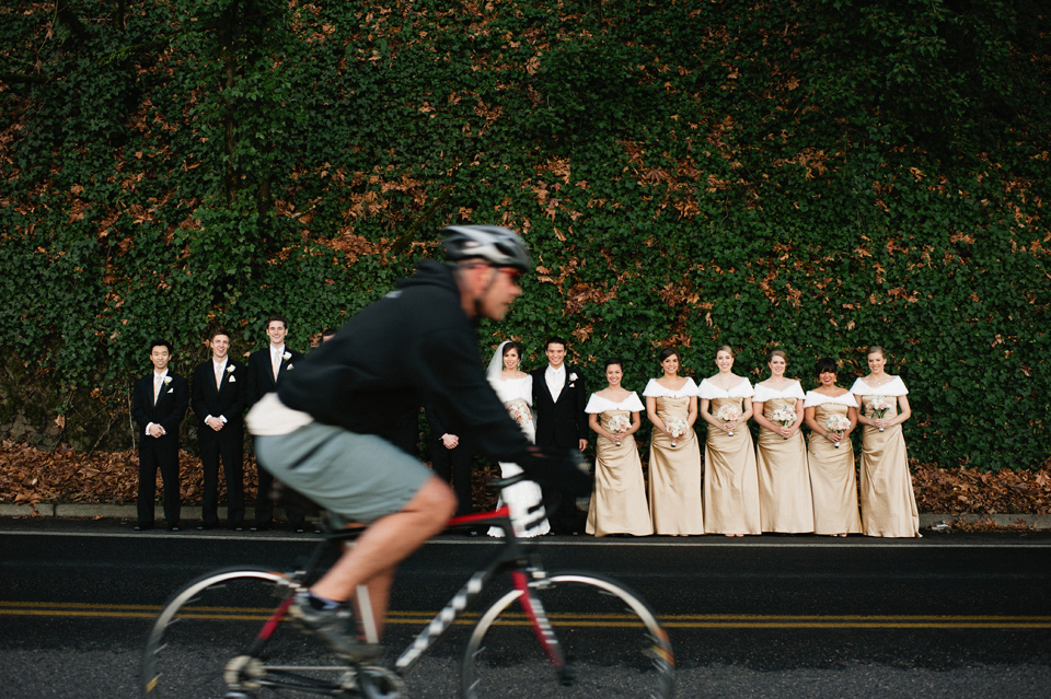 portland cyclist in wedding party formal