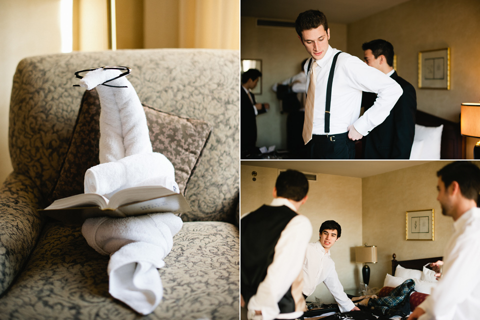 groom getting ready at the benson downtown portland