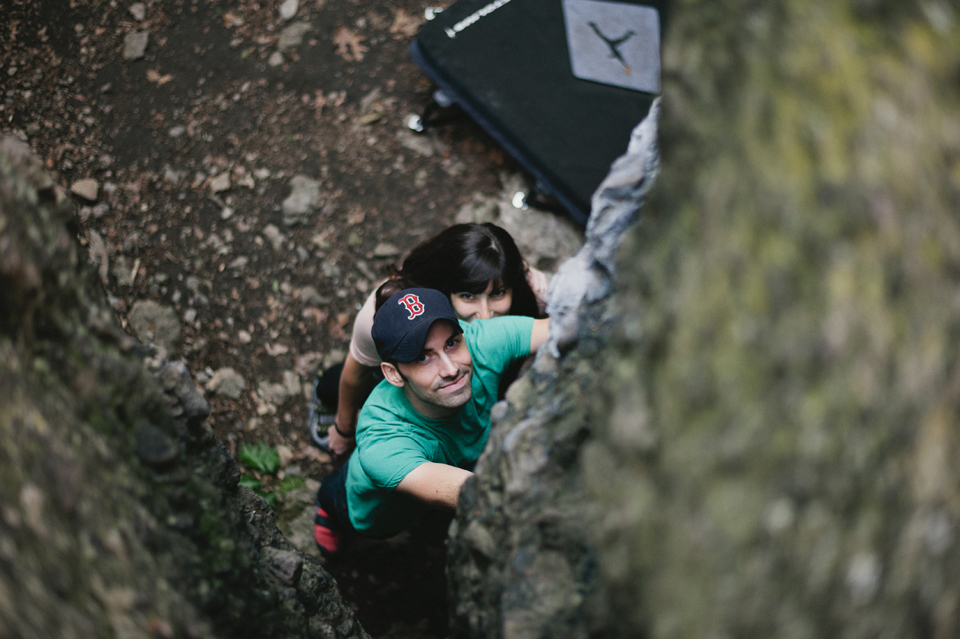 rock climbing engagement photo