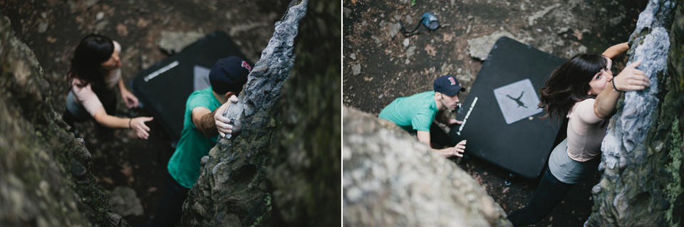 rock climbing engagement photo
