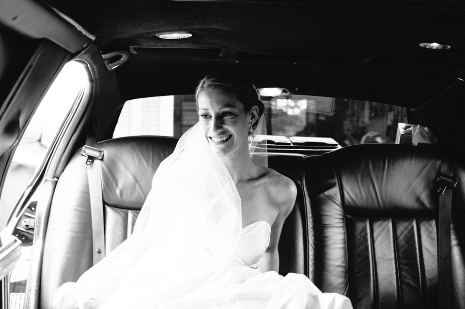 bride in limo