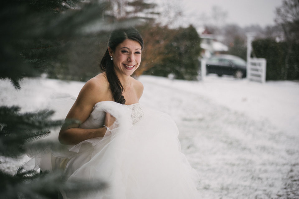 bride outside in the snow!