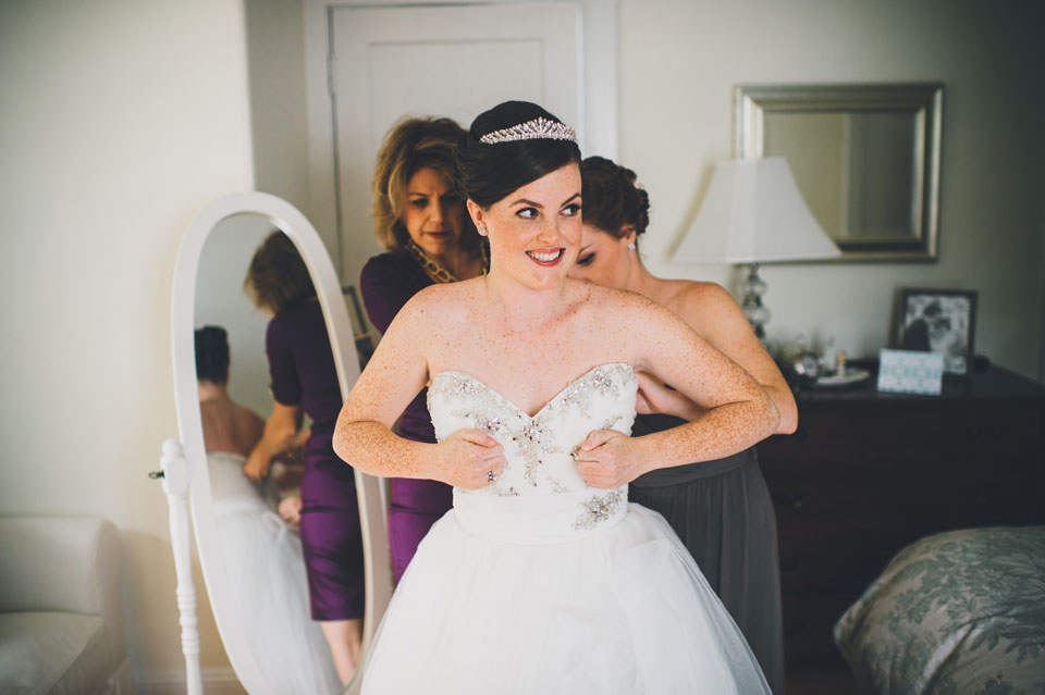 bride getting ready at home in medford,  MA