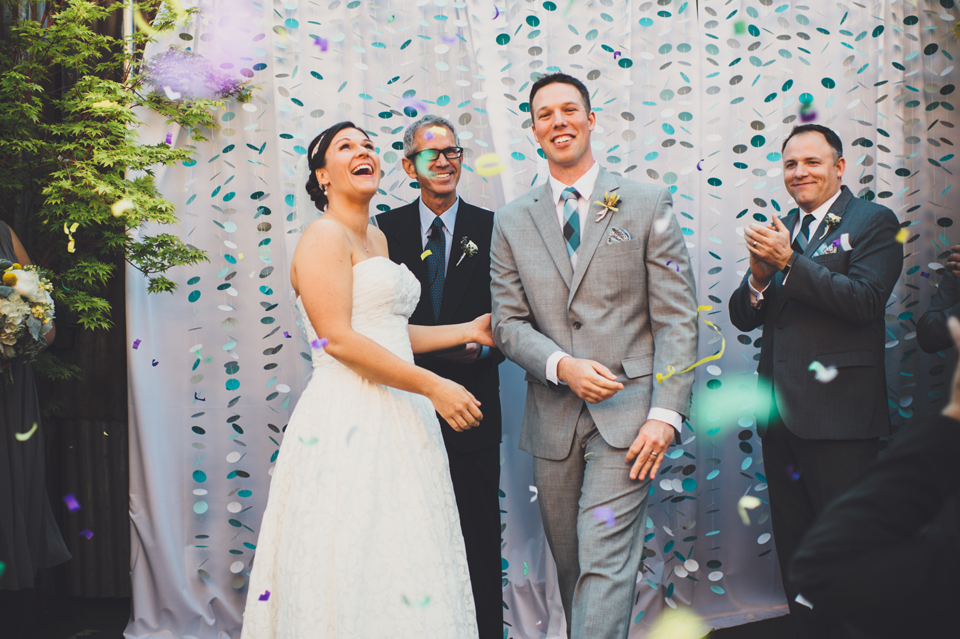 Confetti cannon wedding ceremony